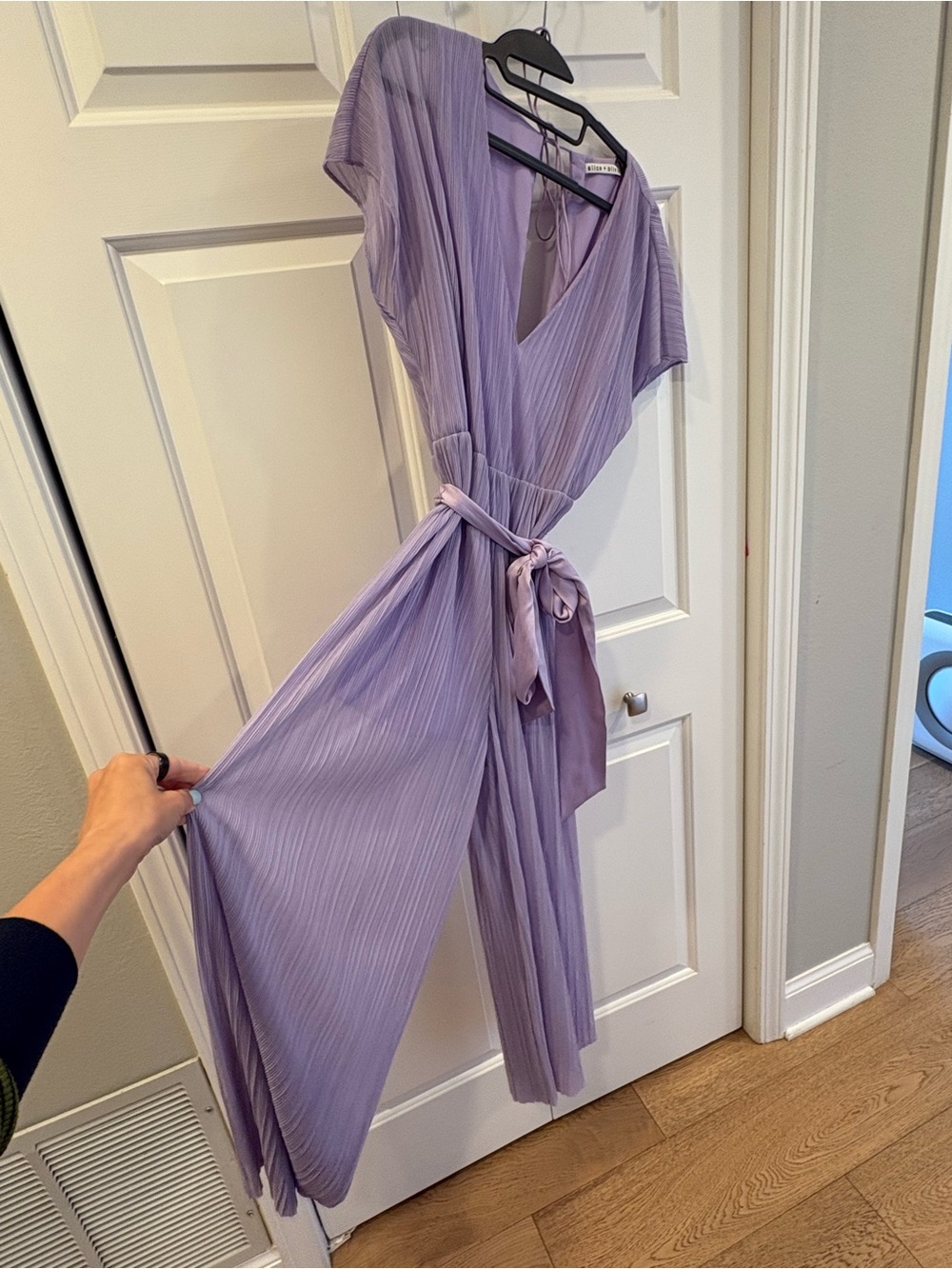 Alice + Olivia Lilac Pleated Wrap-Style Jumpsuit
